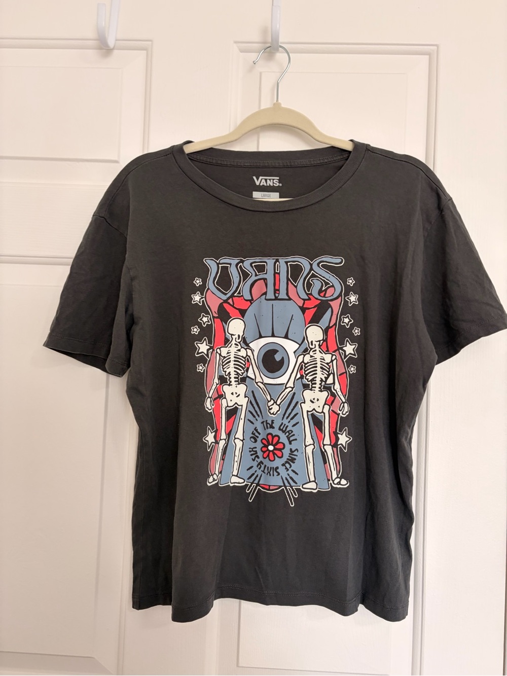 Vans Black Tee with Skeletons and Eye Graphic